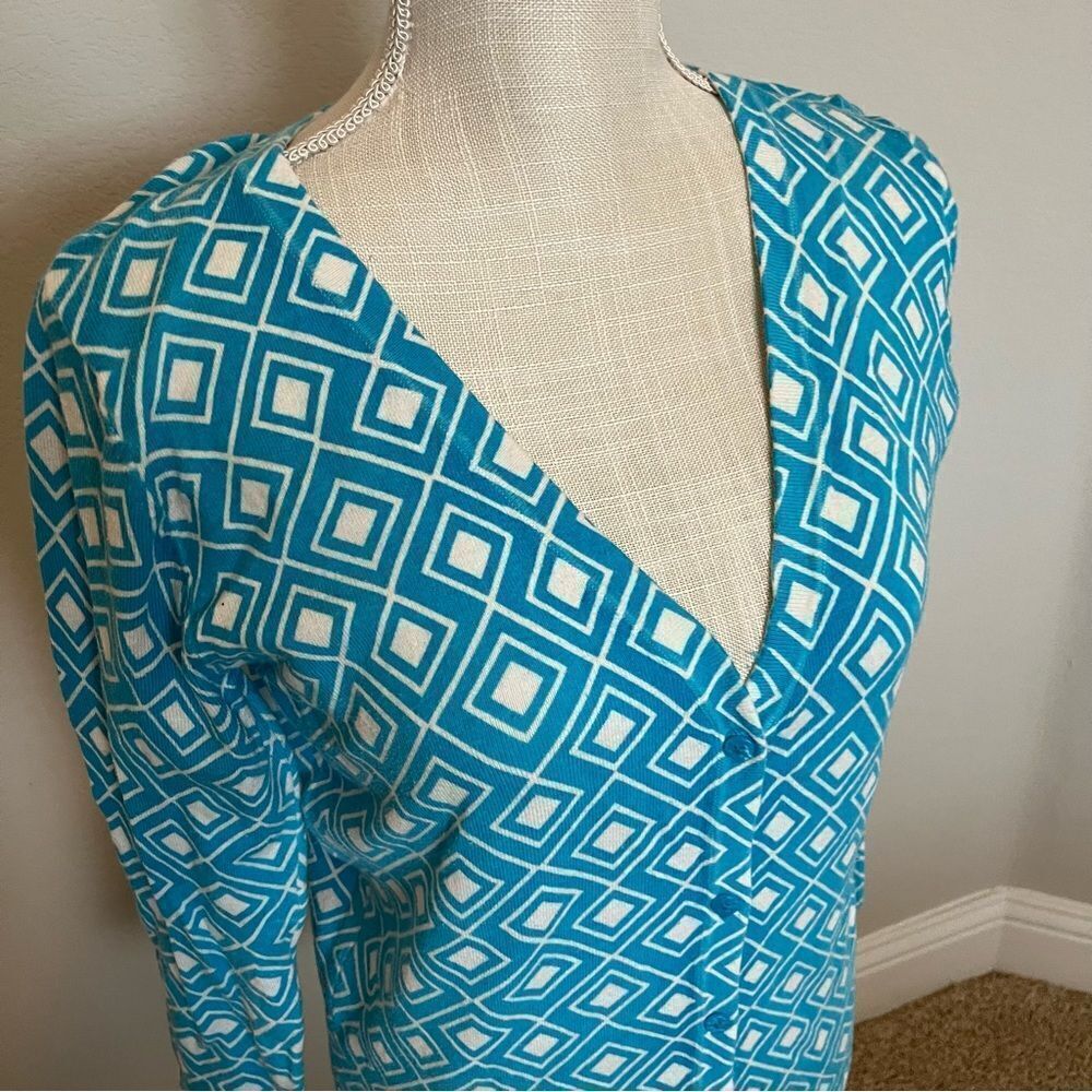 Merona Blue Patterned Cardigan Size Medium - Picture 2 of 4